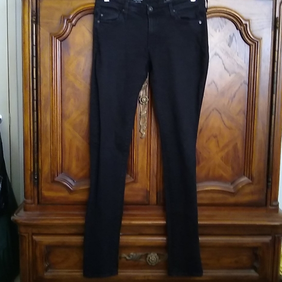 AG Adriano Goldschmied Black Denim Legging Super Skinny Size 28R